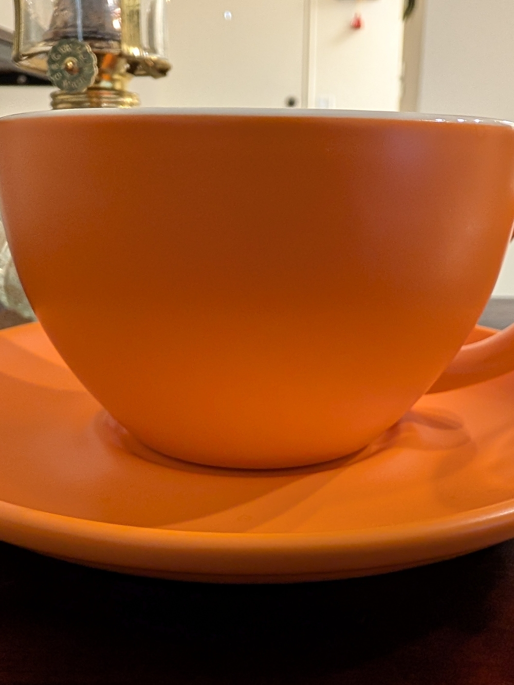 Matte Orange Ceramic Teacup and Saucer Set - Home Dining